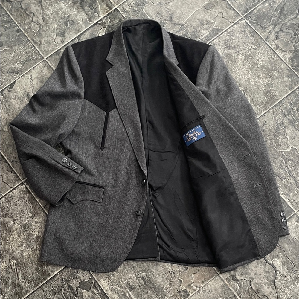 CIRCLE S Western Yoke Charcoal & Black 2/Button Blazer Sport Coat | Cowboy Rodeo